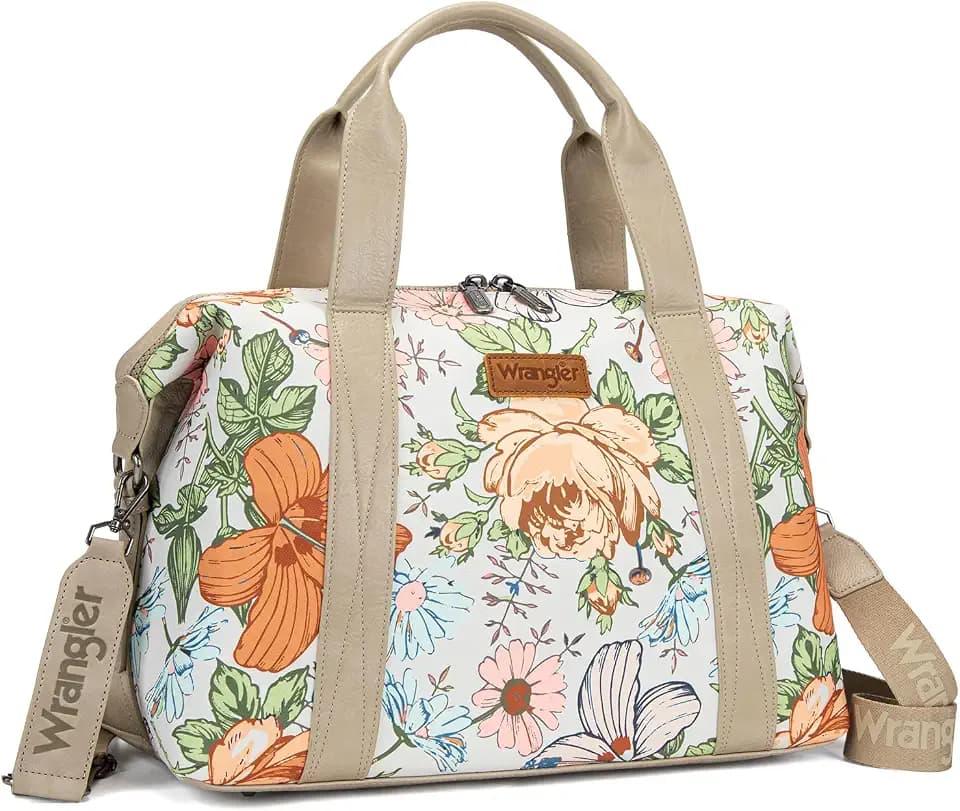 Wrangler Duffel Bag for Women Large Travel Weekender Bag Designer Floral Print Carry On Bags