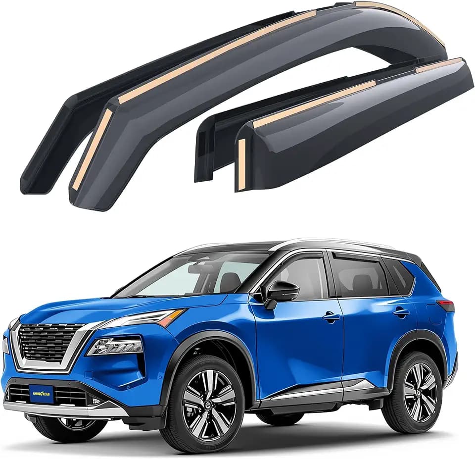 Goodyear Shatterproof in-Channel Window Deflectors for Nissan Rogue 2021-2026, Rain Guards, Window Visors for Cars, Vent Deflector, Car Accessories, 4 pcs - GY008432