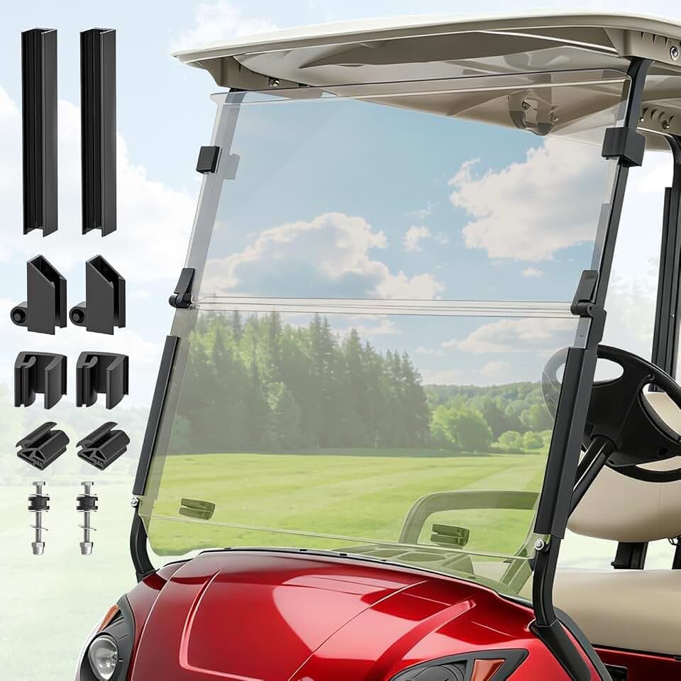 Golf Cart Windshield Suitable for 2007-2016 Yamaha G29/Drive Gas & Electric Models, Foldable G29 Golf Cart Windshield Replacement with Hinges- PC UV Resistant (Tinted )