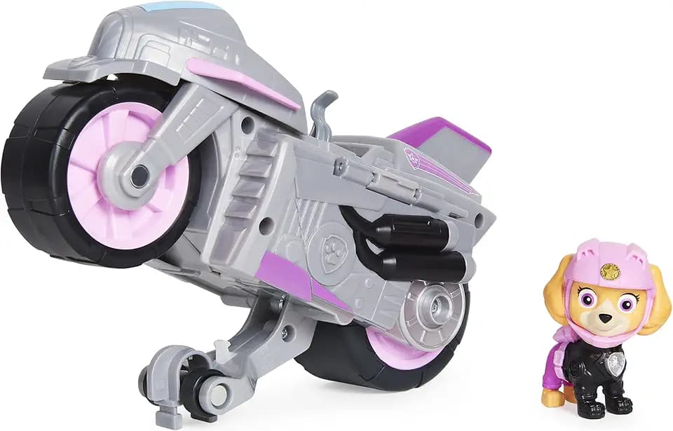 Paw Patrol, Moto Pups Skye’s Deluxe Pull Back Motorcycle Vehicle with Wheelie Feature and Toy Figure