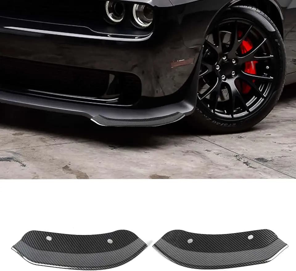 for Challenger Front Bumper Lip Splitter Protector Cover Trim for 2015-2023 Dodge Challenger Hellcat Black Carbon Fiber Exterior Accessories 2pcs
