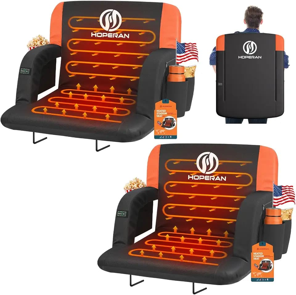 HOPERAN Heated Stadium Seats for Bleachers with Back Support, Dual Control