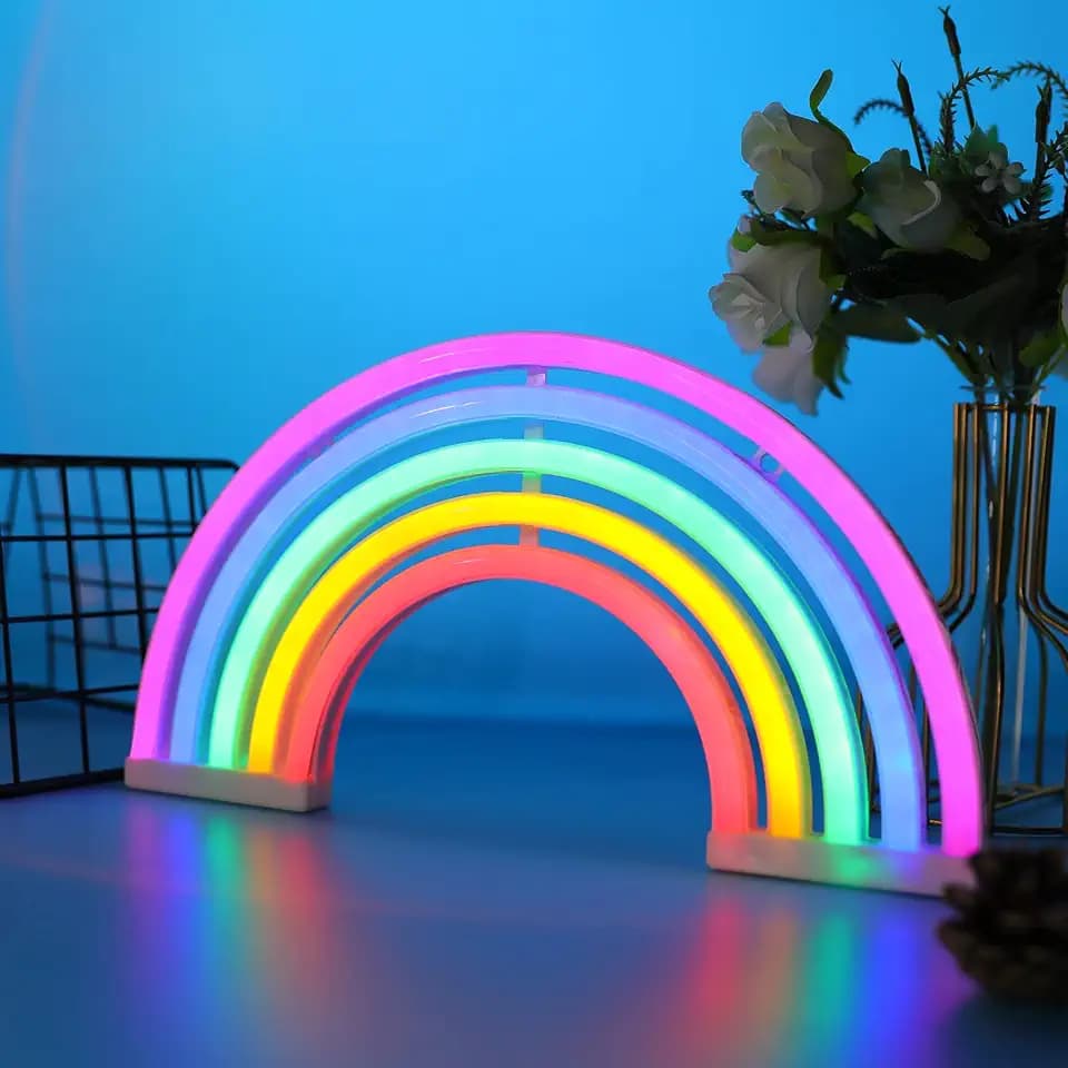 Neon-Regenbogenlicht,LED-Leuchtreklamen Regenbogen-Neonlicht für Wanddekoration,USB- oder batteriebetrieben,niedliche bunte Leuchtreklame für Mädchenzimmer,Party,Geburtstag, Weihnachten