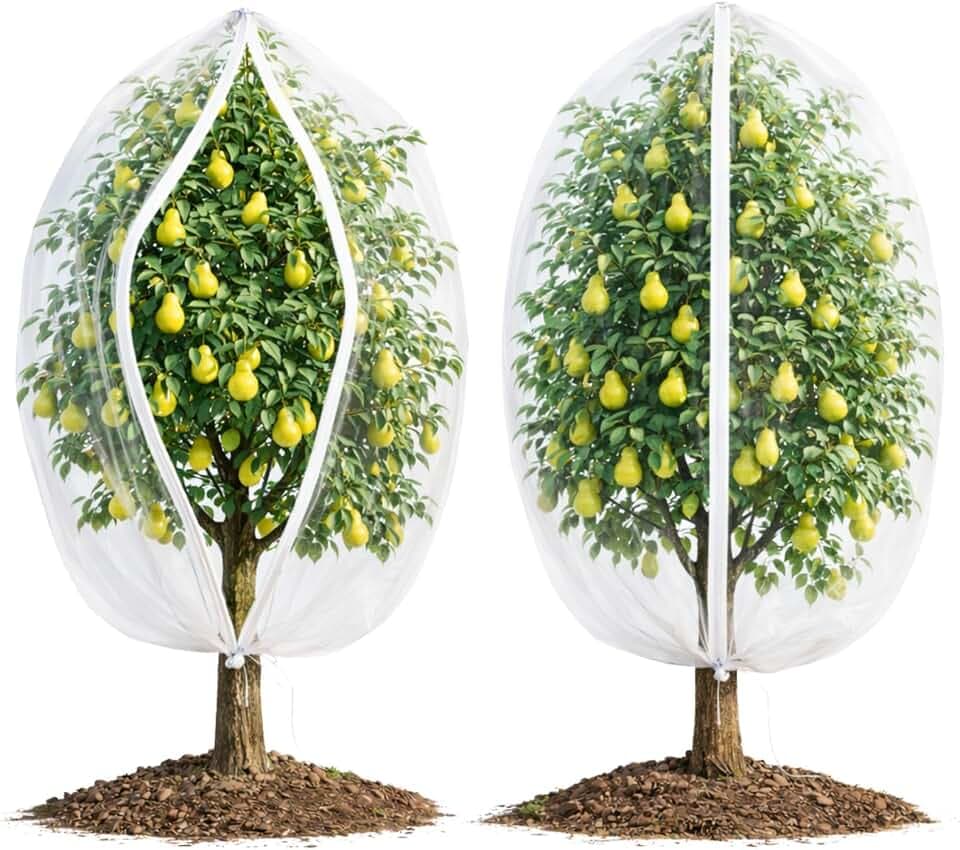 Fruit Tree Netting Cover with Zipper & Drawstring, 2 Packs 10ft x 10ft Insect Bird Barrier Netting for Garden Protection, Ultra Fine Mesh Garden Netting Pest Barrier, Extra Large