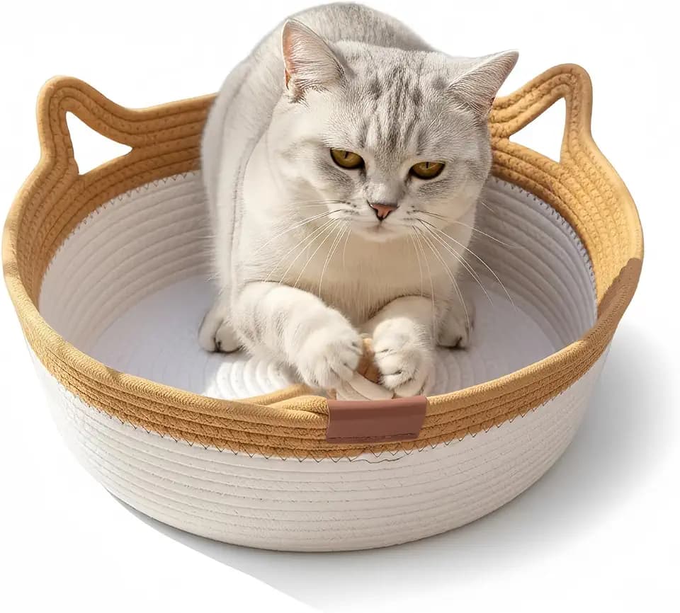 Instinct Basket for Cats - Stimuli Handwoven Cotton Rope Enrichment Bed