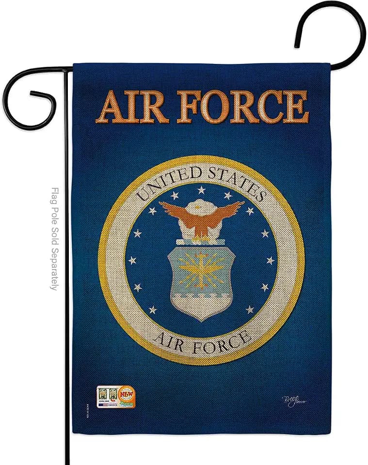 Air Force Burlap Garden Flag - Armed Forces USAF United State American Military Veteran Retire Official - House Decoration Banner Small Yard Gift Double-Sided Made in USA 13 X 18.5