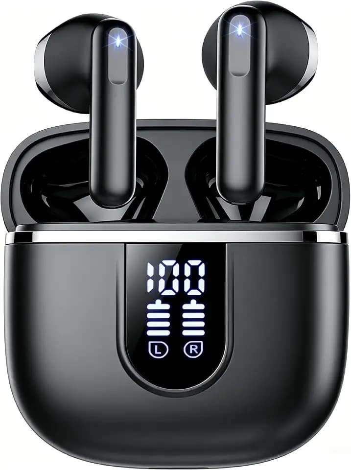 Wireless Earbuds, Bluetooth 5.4 Headphones with 3D Bass Stereo Sound, 40H In-Ear Buds with 6 ENC Noise Cancelling Mic, Ultralight Bluetooth Earbuds USB-C LED, IP7 Waterproof Earphones for Android iOS