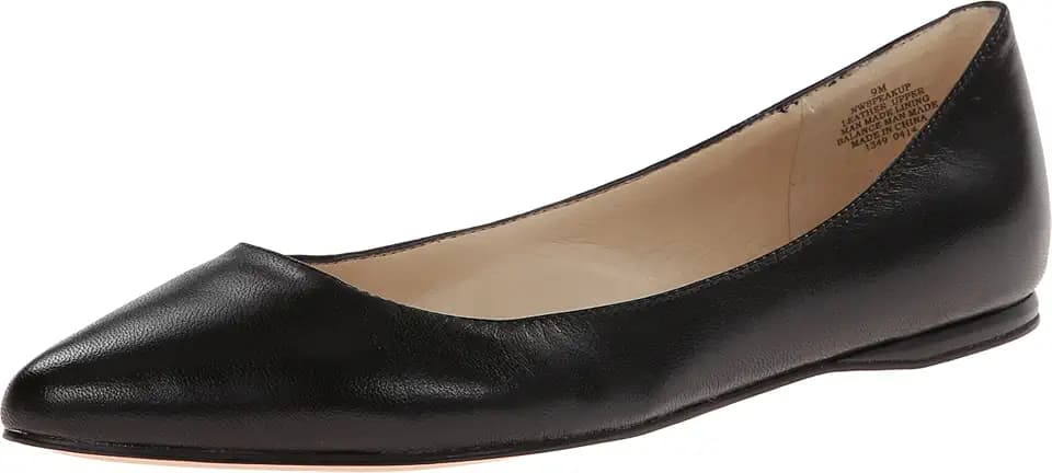 Nine West Women's Speakup Leather Ballet Flat, Black, 9.5 M US
