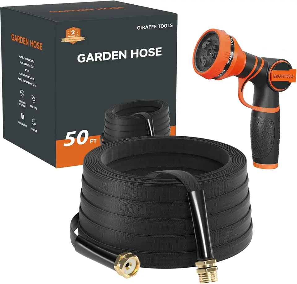 Giraffe Tools Garden Hose 50FT Lightweight Lay Flat Water Hose