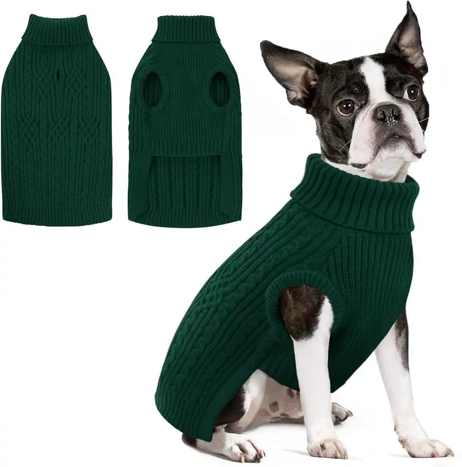 AOFITEE Hundepullover Grosse Hunde, Warm Hunde Pullover Weihnachten Grün L
