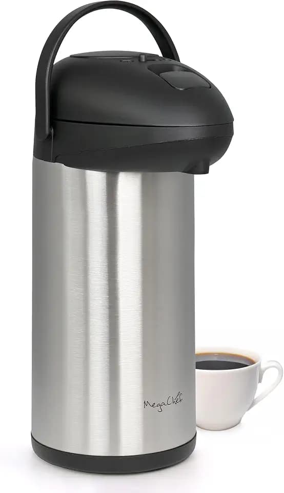 MegaChef 5 Quart Stainless Steel Vacuum Body Pump Cap Air Pot