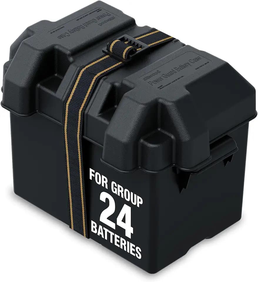 Attwood 9069-1 Standard Non-Vented Battery Box with Mounting Strap, Fits Group 24 Batteries, Black