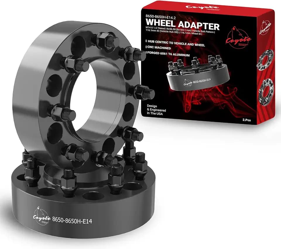 Wheel Accessories Parts 2 Pcs Hub Centric Wheel Spacers 8 on 6.50 2.00 Inch Thick 116.7mm Hub M14x1.5 14x1.5 Thread Stud Fits Chevy Silverado 2500 3500 GMC Sierra 2500 3500 SRW ｜DRW Front Only