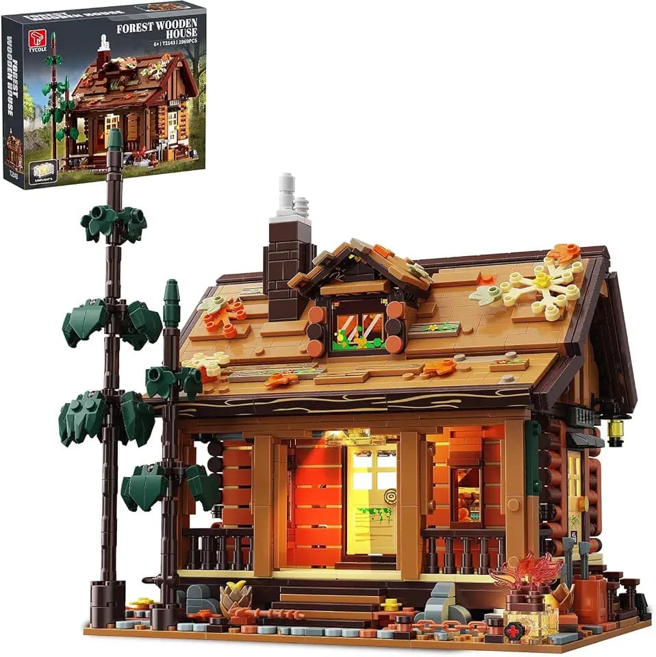 TYCOLE Herbst Cabin Holzhaus Bauset mit LED-Licht 1969 Stück