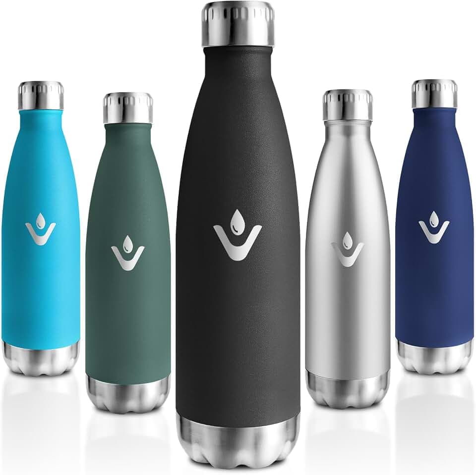 Trinkflasche Edelstahl, 750 ml BPA-frei, Trinkflasche Kinder, 304 Edelstahl, Isolierflasche, Thermosflasche, Doppelwandig Vakuumisoliert, Wasserflasche auslaufsicher für Reisen, Joggen, Schwarz
