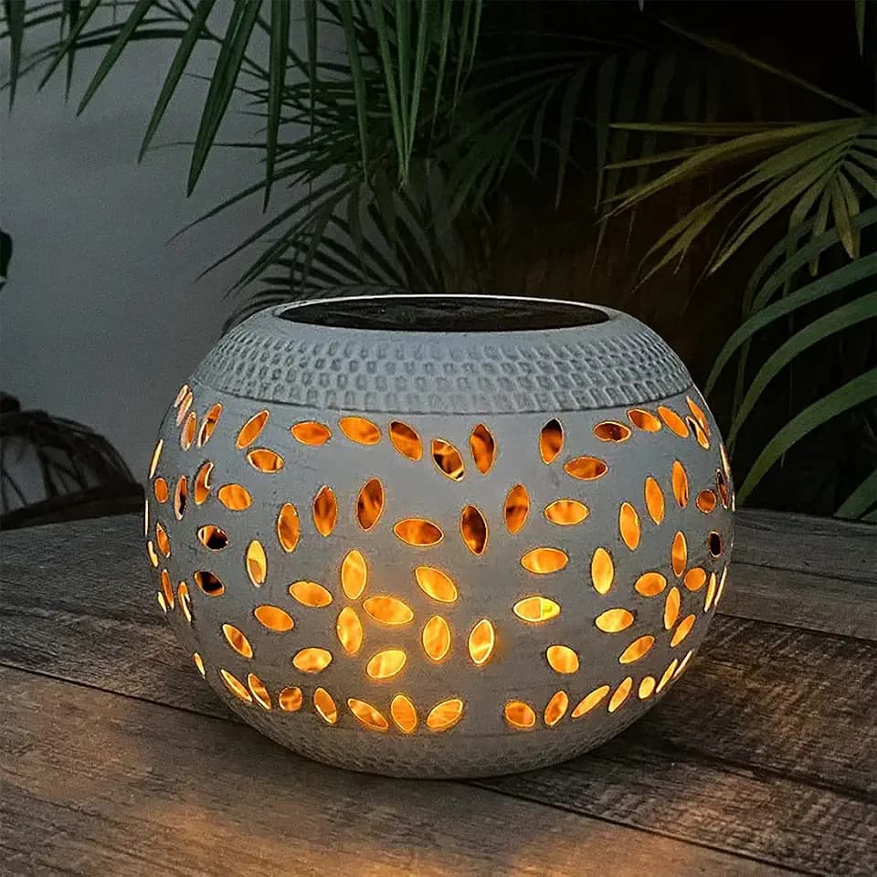 Solar Lanterns Outdoor Waterproof, Flickering Flame Solar Table Lantern