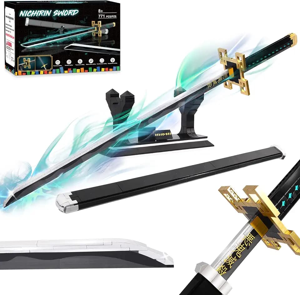 Jorumo Swords Building Sets for Adults and Kids, 40in Tokitou Muichirou Sword Building with Scabbard and Stand, Anime Sword Building Toy Katana Gift, 771 Pcs