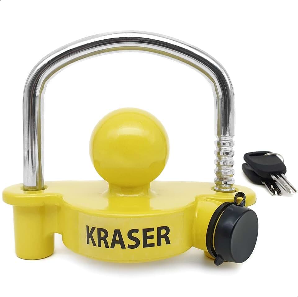 KRASER KR815 Anhängerschloss Anhänger Schloss Schloss Anhängerkupplung Anhängerschloss Diebstahlschutz, Antischlingerkupplung Anhängerkupplung Diebstahlschutz, Diebstahlsicherung Anhänger Gelb