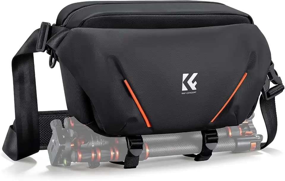 K&F CONCEPT Camera Sling Bag, Lightweight Crossbody Bag with Tripod Holder