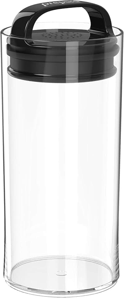 Prepara Evak Fresh Saver Airtight Plastic Container,Small/Tall (8” x 3.75”, 4.2 Cups), BPA-Free Food Storage Canister Vacuum Sealed Lid Handle, Odor Resistant, Ideal for Coffee Beans & Dry Goods