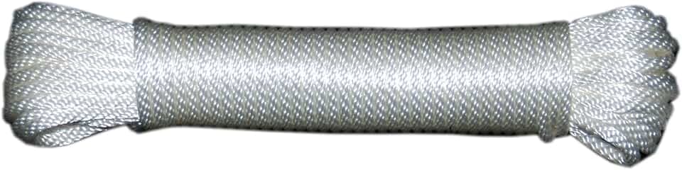 T.W Evans Cordage 44-083 1/4-Inch Solid Braid Nylon Rope 50-Feet Hank, White