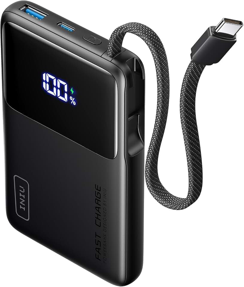 INIU Portable Charger, Smaller 45W Fast Charging Power Bank, 10000mAh Black