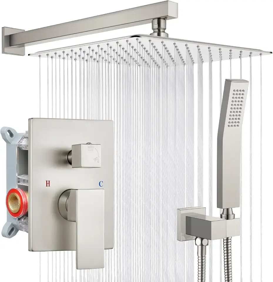 gotonovo Shower Faucet Set with Handheld Spray Brushed Nickel,12'' Head