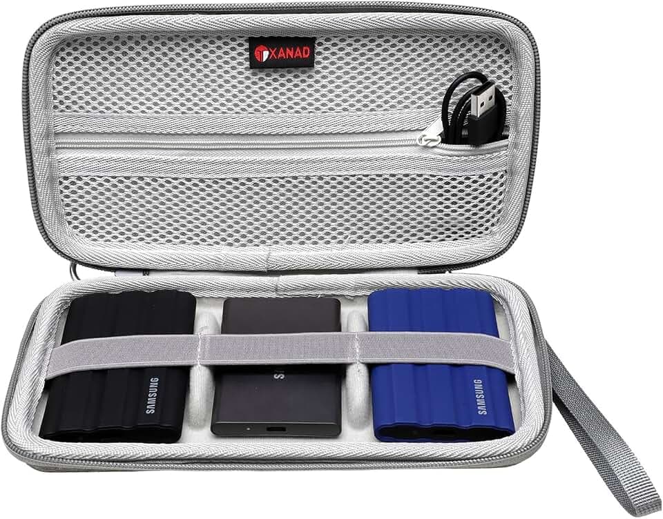 XANAD 3-in-1 Hard Case for Samsung T7 /T7 Shield/T7 Touch/T9/T5 SSD, Gray