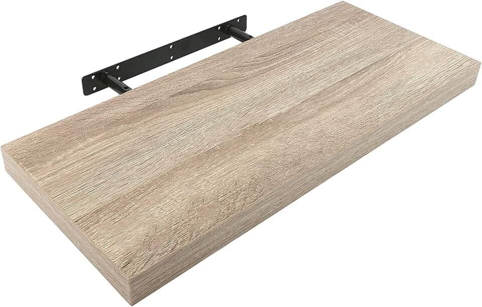 Wandregal 60 x 25 x 4 cm, Schwebend Hängeregal gealterte Eichenfarbe, Wandboard Bücherregal Regale Dekorativ maximale Belastung 25kg