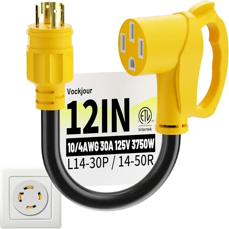Vockjour 30 Amp to 50 Amp RV Generator Plug Adapter 1FT, 30A 125/250V 3750W