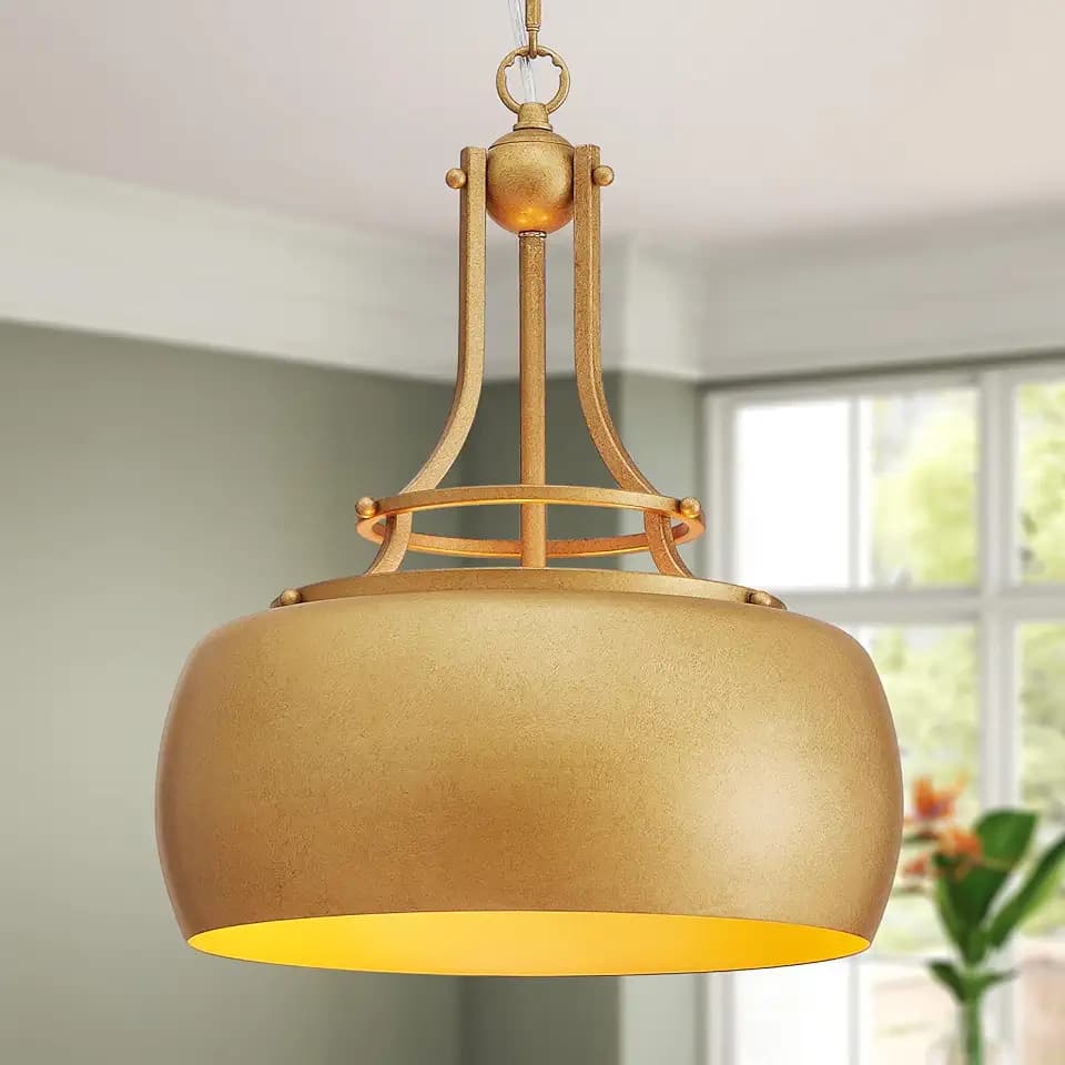 WUZUPS Rustic Farmhouse Round Globe Drum Shade Chandelier Pendant Light