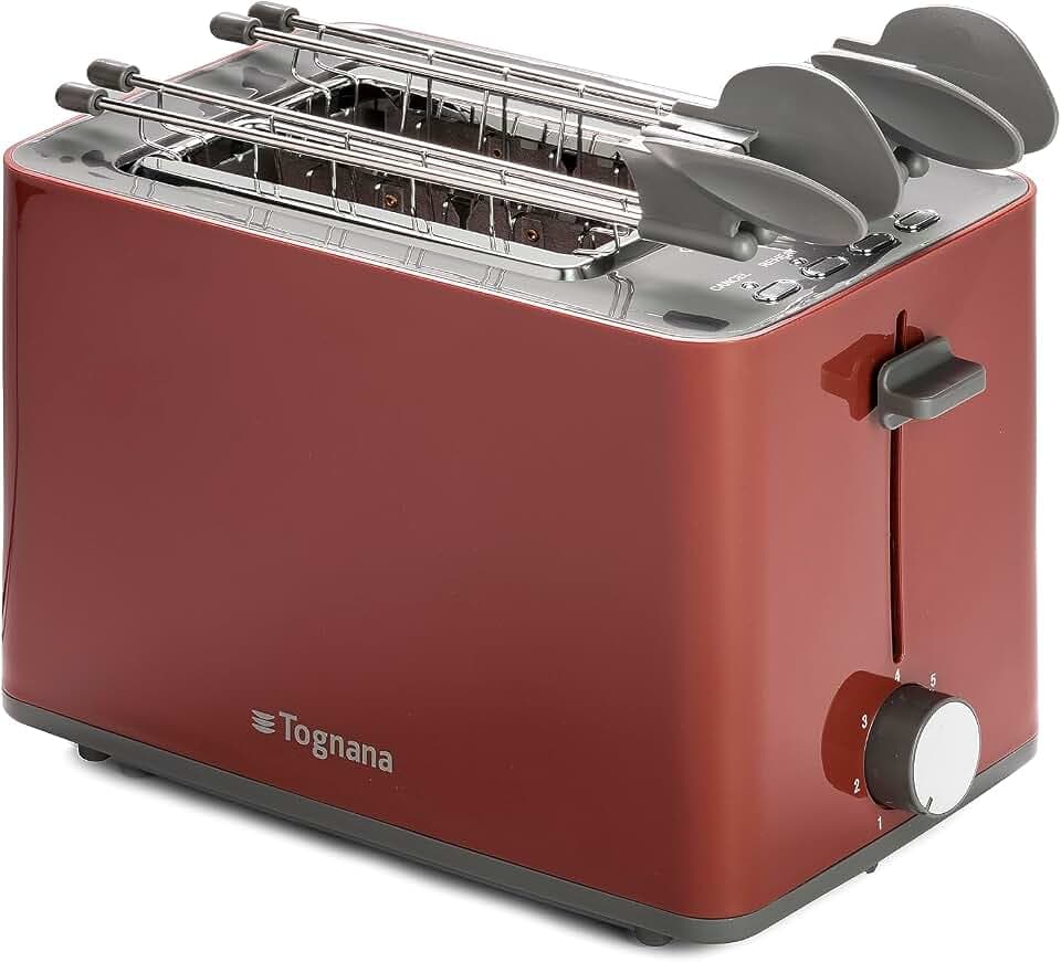 Tognana Iridea Wireless Toaster mit Doppelstecker und Krümelsammler, apfelrot