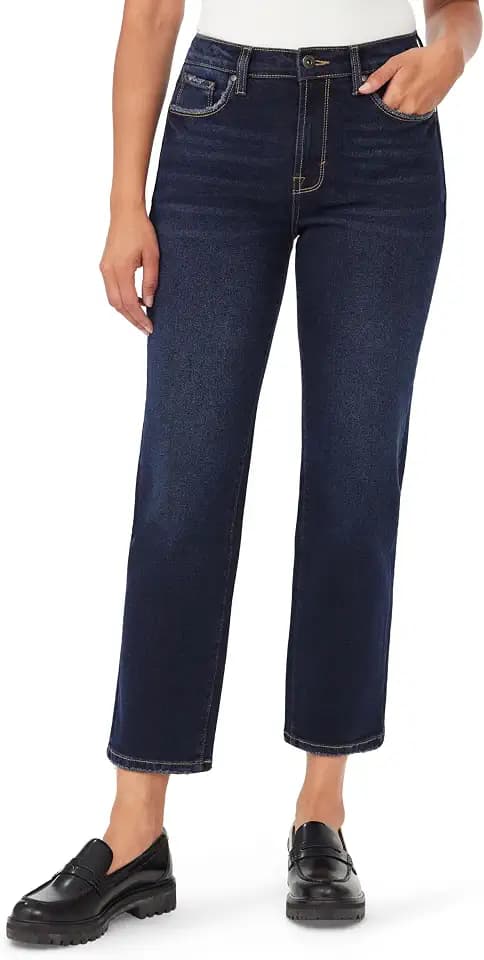 kensie Jeans for Women The Ella Vintage Luxe High-Rise Straight Leg 27-Inch Inseam Raw Edge, Sizes 0-24