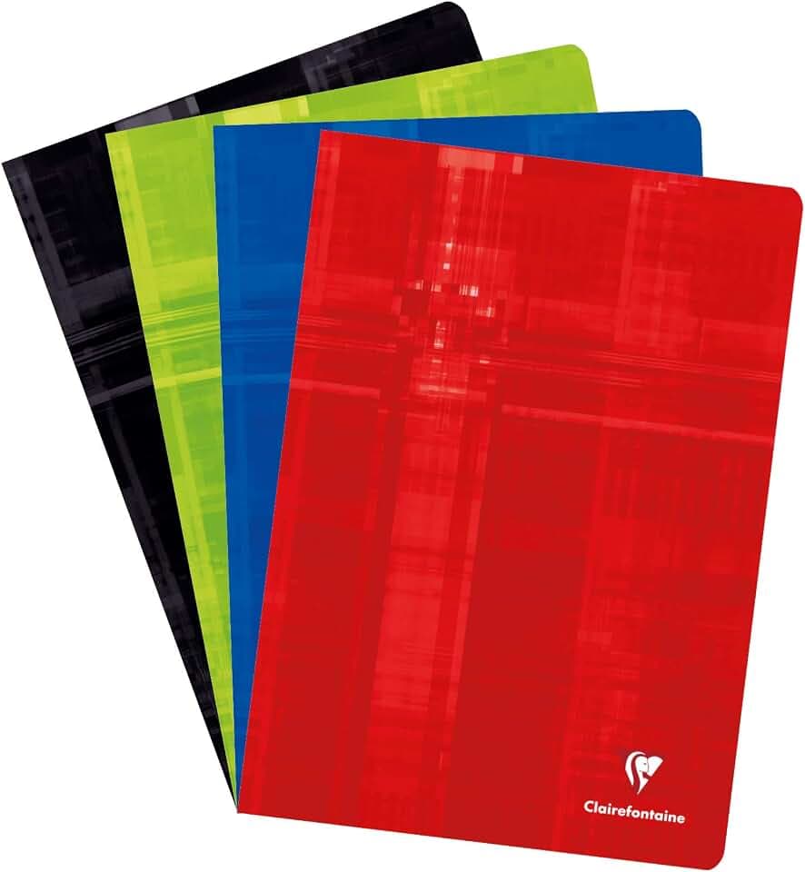 Clairefontaine 31522C Heft (DIN A4, kariert mit Rand, 90g, 60 Blatt) 1 Stück farbig sortiert