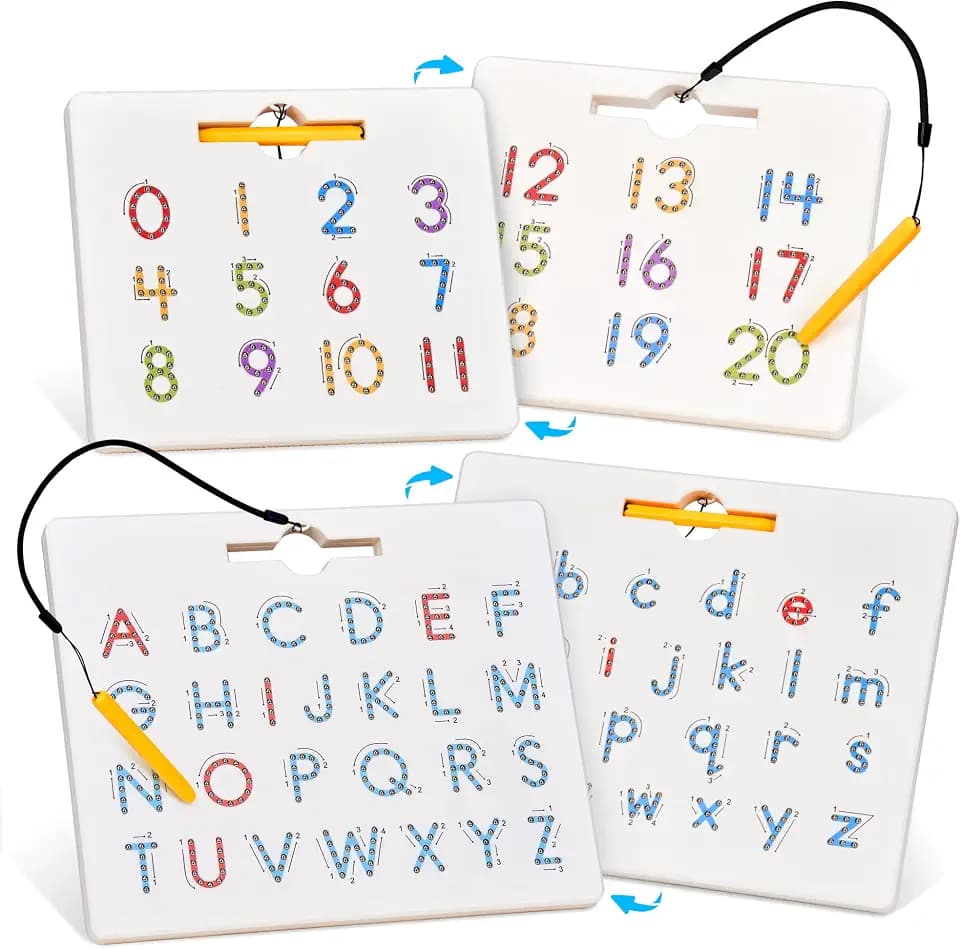 GAMENOTE Magnetic Letter Number Board Double Sided, ABC 123 Tracing Set