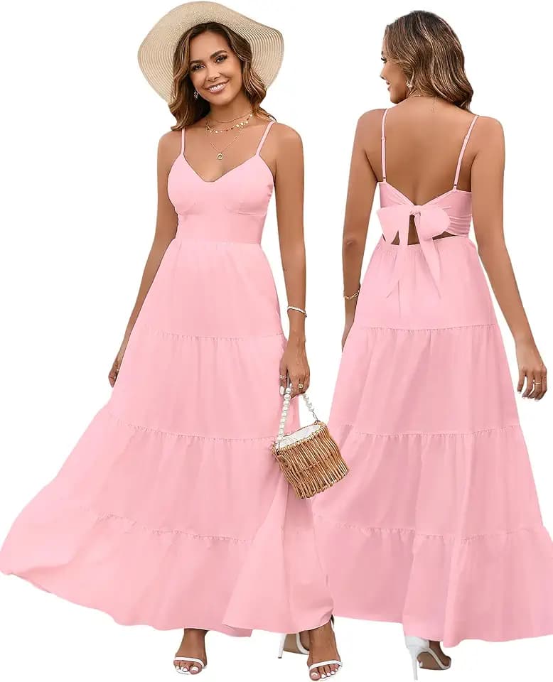 HTZMO Women Summer Floral Maxi Sundress Boho Beach Long Dress