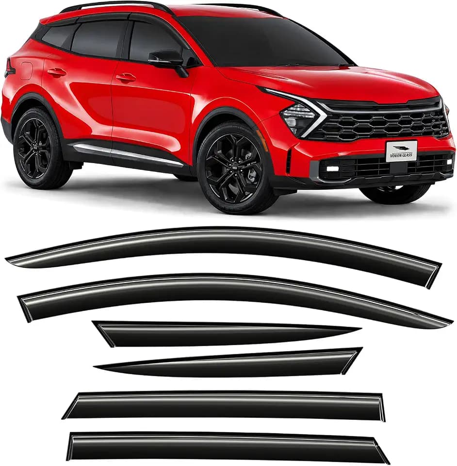 Voron Glass Tape-on Extra Durable Rain Guards for Kia Sportage 2023-2026, Window Deflectors, Vent Window Visors, 6 Pieces - 100451