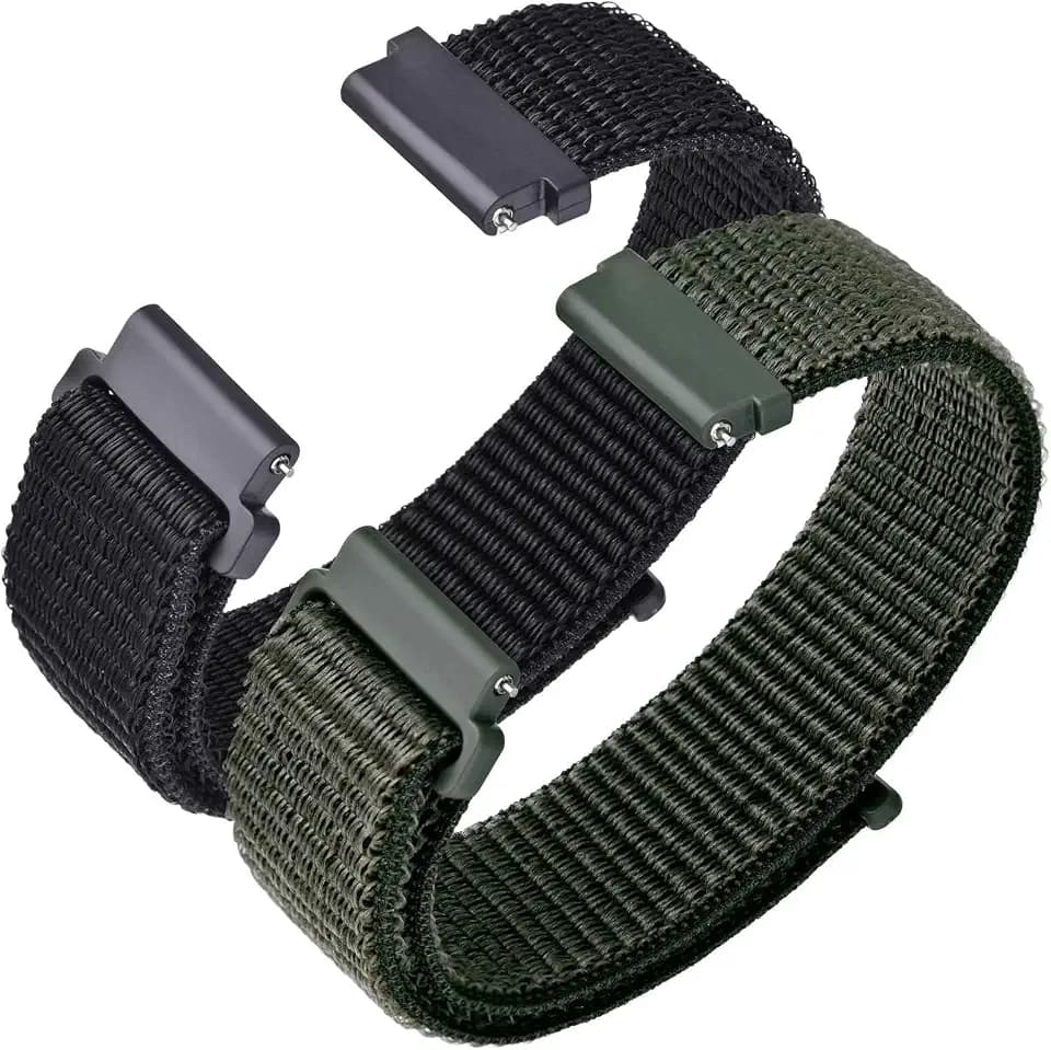ANNEFIT Nylon Sport Loop Watch Bands, 2 Packs Quick Release Adjustable Strap 16mm 18mm 19mm 20mm 21mm 22mm 24mm