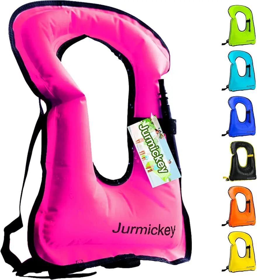 Inflatable Snorkel Vest Adults, Portable Snorkel Jacket, Buoyancy Vest for Snorkeling, Swimming, Kayaking, Boating, Safety Load Up to 220 Ibs