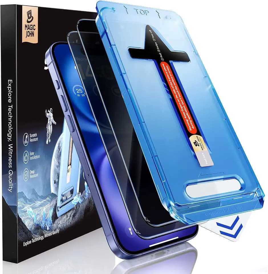 MAGIC JOHN for iPhone 16 Privacy Tempered Glass Screen Protector Anti-peek