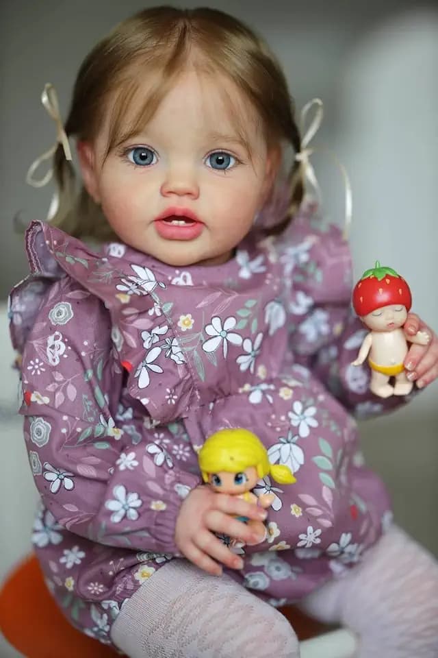 iCradle Handmade 24 Inch Realistic Girl Toddler Reborn Doll Weighted Soft Vinyl Silicone Reborn Baby Doll Lifelike Newborn Baby Dolls Birthday Toy Set for Kids Age 3+