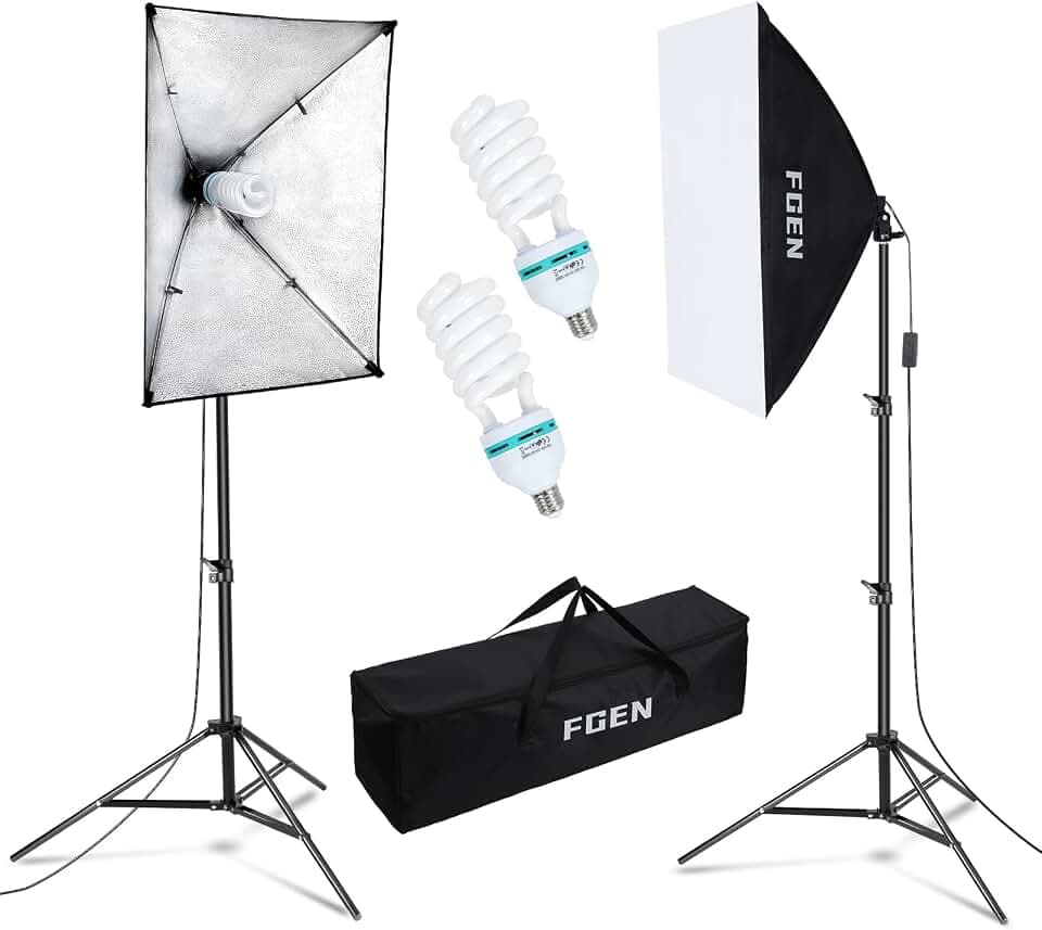 FGen Softbox Fotostudio Set mit 135W 5500K CFL Fotolampe E27 Sockel