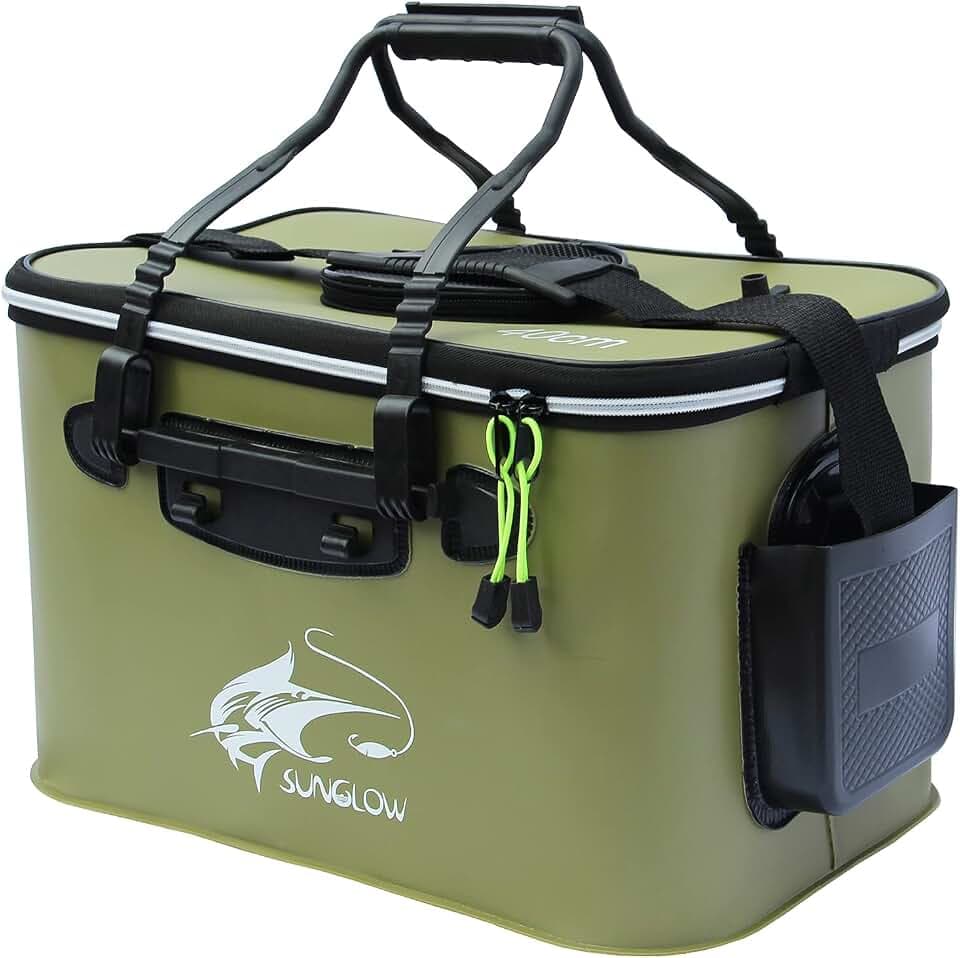 Angeleimer, 23L/30L/38L Tragbarer Faltbarer Angelköder-Eimer，Multifunktionaler Behälter für lebende Angelköder, Outdoor-Camping-Eva-Angeltasche und Fischschutzeimer
