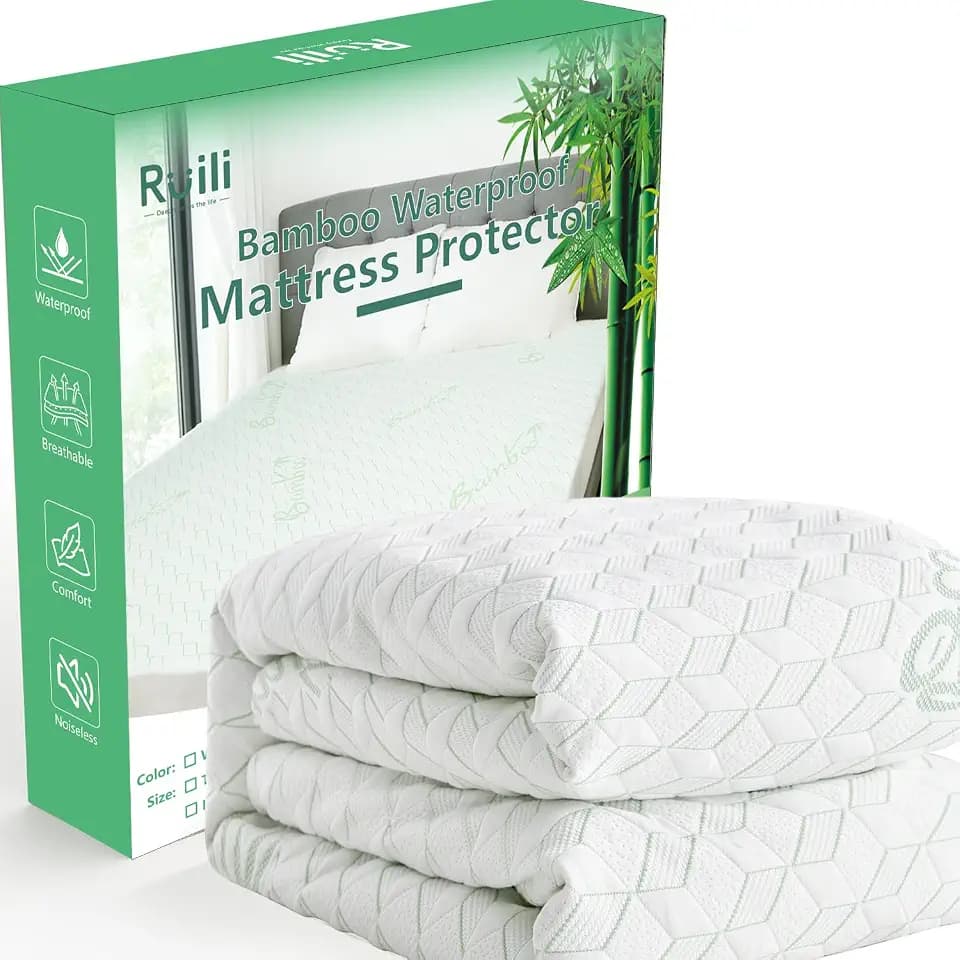 Ruili Twin XL Mattress Protector Waterproof Washable Rayon Bamboo Cooling