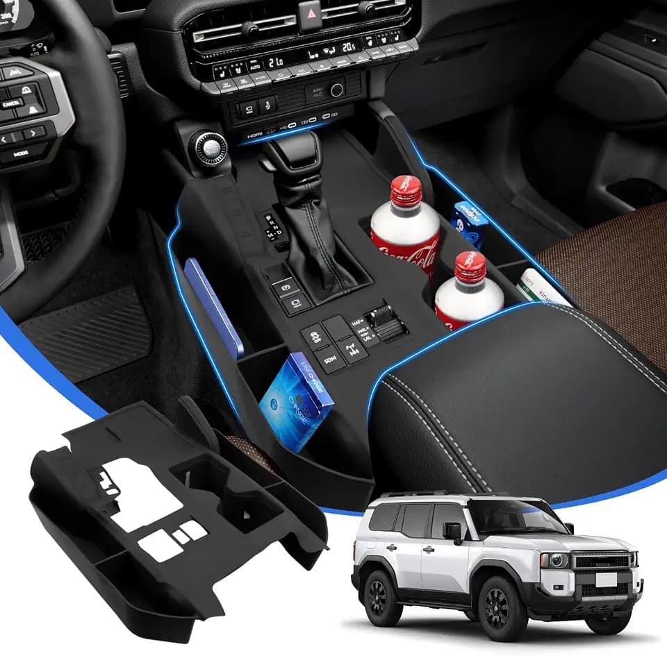 Karltys Silicone Center Console Gear Shift Panel Cover for 2024-2026 Toyota Land Cruiser 250 Prado LC250, Silicone Storage Box and Cup Holder Insert Tray, No Affect Wireless Charging(Not for 1958)