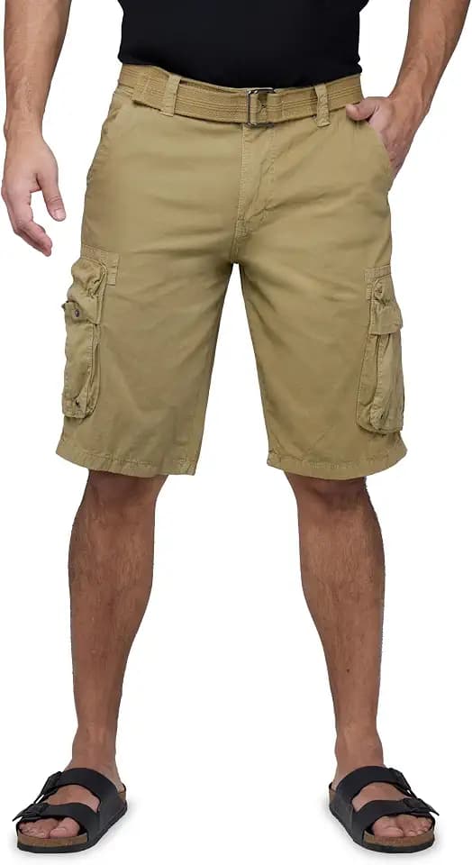 X RAY Mens Belted Cargo Shorts, Relaxed Fit Casual Knee Length 12.5" Cargo Shorts for Men (Big and Tall Shorts for Men)