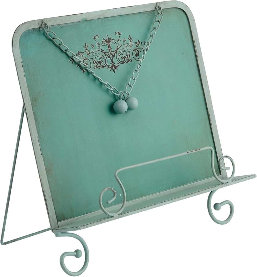 Creative Co-Op Metal Cookbook Holder, Blue