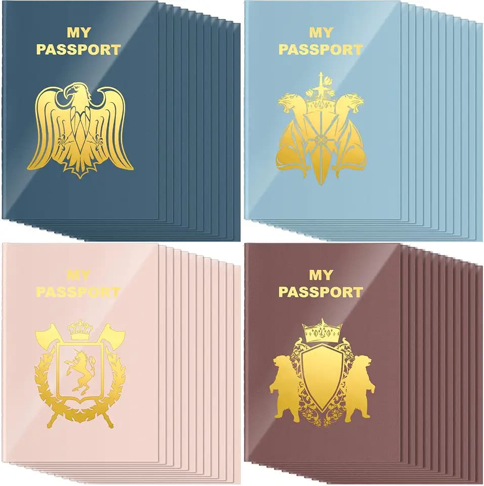 Lincia 48 Pcs Blank Fake Passport Notebook Coloring Book,Cold Color