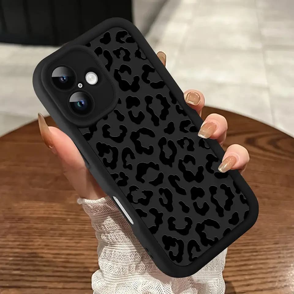 Compatible with iPhone 16 Case, Cheetah Print, Black