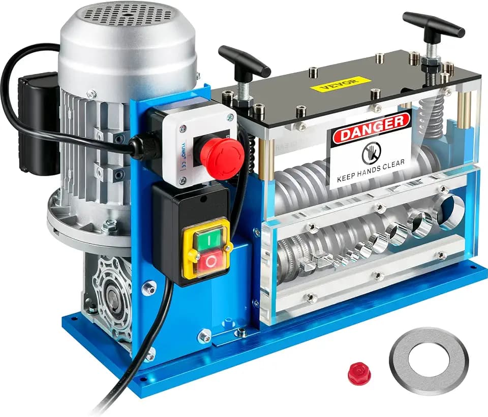 VEVOR Elektrische Abisoliermaschine, 370 W, 1,5 mm-38 mm, Kabelabisoliermaschine, Kabel Abisolierwerkzeug, 11 Kanäle 10 Klingen zum Recycling von Kupferdrähten/Entfernen, Isolierung aus Kunststoff